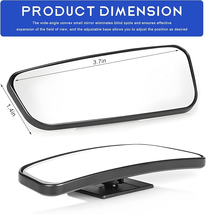 2 PCS Blind Spot Mirror, Adjustable Wide Angle Convex Side Rearview Mirrors, Long Framed Rectangular HD Glass Rear View Mirror for Sedans SUVs Trucks, Car Accessories (Framed Rectangle)