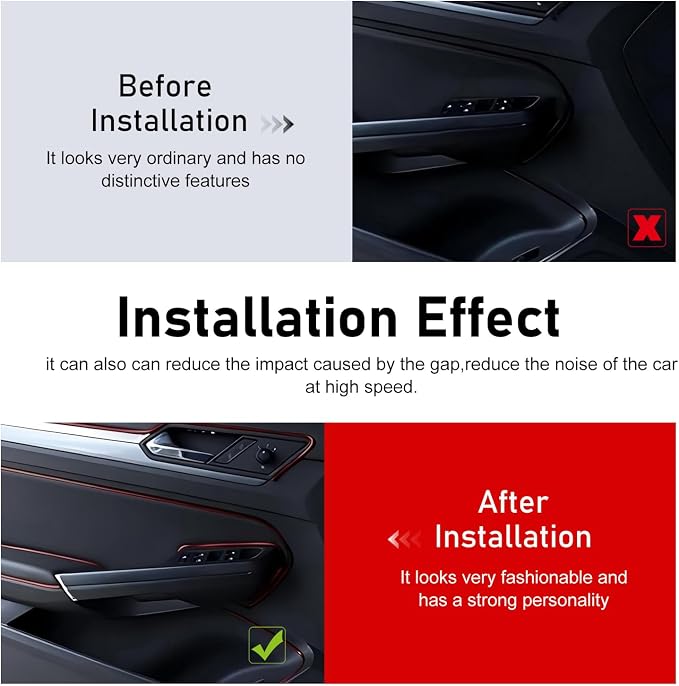 Car Interior Moulding Trim Strip, 33Ft/10M Car Flexible Electroplating Decoration Styling Door Dashboard, DIY Pinstriping Filler Insert Strip, with Installing Tool, Interior Accessory(Red)