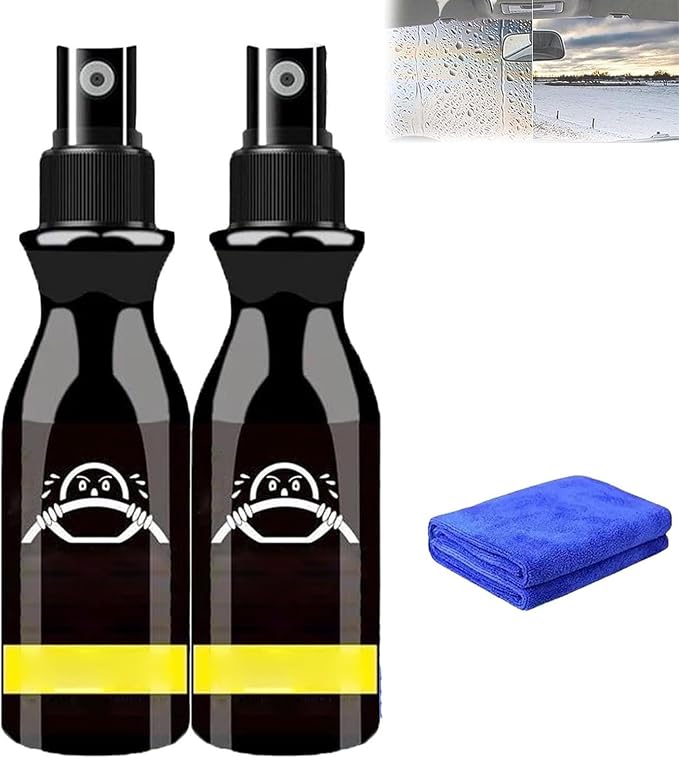 Anti-Fog & Water Repellent Spray, Anti-Fog Car Defogger Glass Cleaner Spray, Glass Coating For Windshield, Water Repellent Sprays for Windows, Windshields, Mirrors (2pcs)