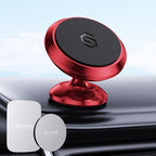 Magnetic Car Phone Holder for Dashboard, 360° Adjustable Strong Magnets Cell Phone Car Mount Compatible with iPhone, Samsung, Android - Red