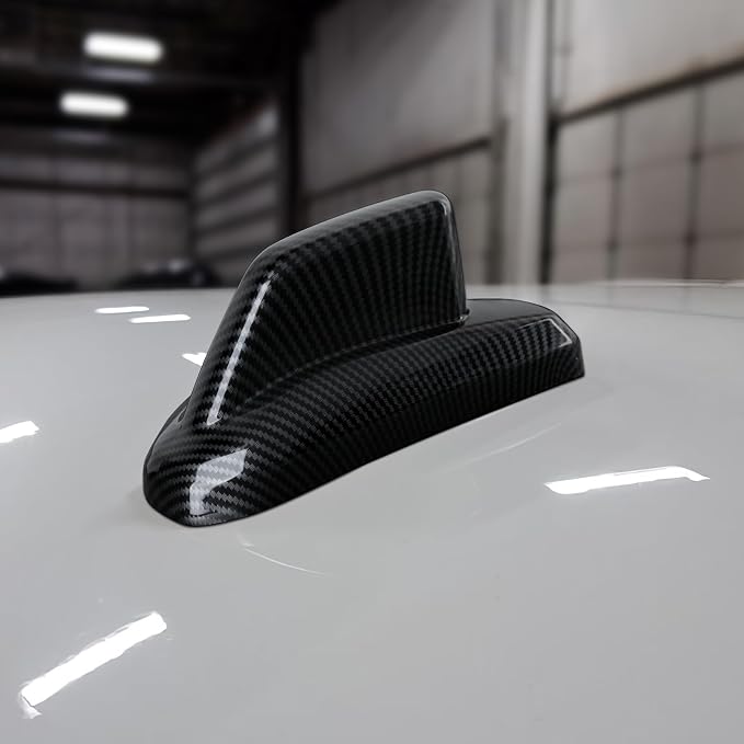 ABS Carbon Fiber Interior Shark Fin Shape Roof Antenna Cover Trim for 2019-2025 Chevy Silverado | for 2019-2021 GMC Sierra 1500 2500 3500 HD Accessories