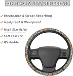 Boho Floral Bright Blossoms Car Steering Wheel Covers for Womens Anti-Slip Comfortable Stretch-on Steering Wheel Protector Cover Sweat Absorption Cover Car Accessories