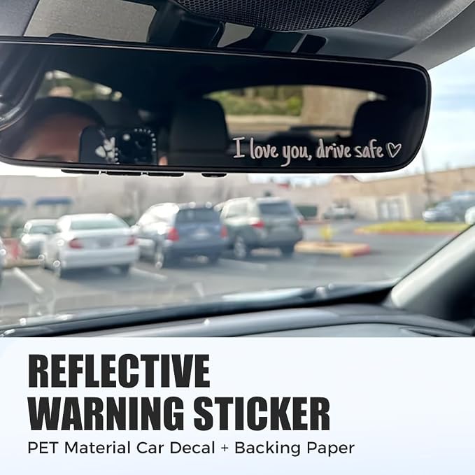 3PCS I Love You Drive Safe Mirror Sticker Car Decals for Women, 2025 Cute Car Rear View Mirror Stickers for Women,Cars Accessories Valentines Day Gifts for Her/Him (Black)