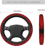 Red Spider Web Steering Wheel Cover Universal 15 Inch Cute Car Accessories Protector for Women Men