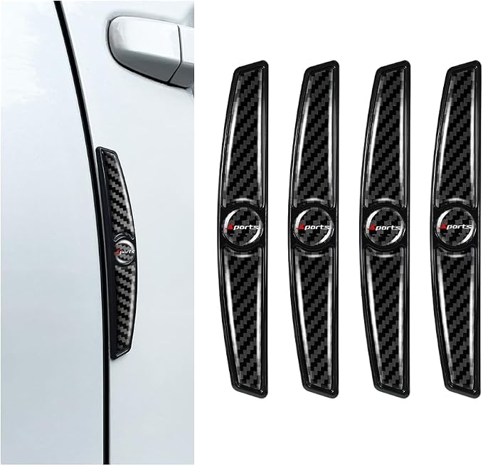4PCS Carbon Fiber Car Door Protector Edge Guards,Thicker Door Guard for Cars Provides Impact and Anti-Scratch Protection,Universal Self-Adhesive Doors Protectors for Vehicles (Sport)