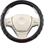 Car Steering Wheel Cover, 14.5-15" Anti-Slip Steering Wheel Protector with 3D Honeycomb Massage Grip, Comfortable Auto Interior Decor Accessories, Universal for SUV Van Truck (Black/Red)