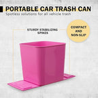 Car Trash Can 1.4 Gallon with Stability Flap & Magic Strips — No-Tip Leakproof Car Garbage Bin for Car Floor, Mats, Front or Back Seat, SUV, Truck, Van, Vehicle Interior Organizer (Pink)