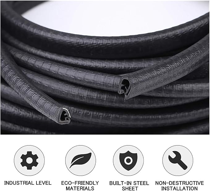 13Ft(4M) Car Door Edge Guards - U Shape Edge Trim Rubber Seal Protector - Anti-Collision Clips Fit Most Cars