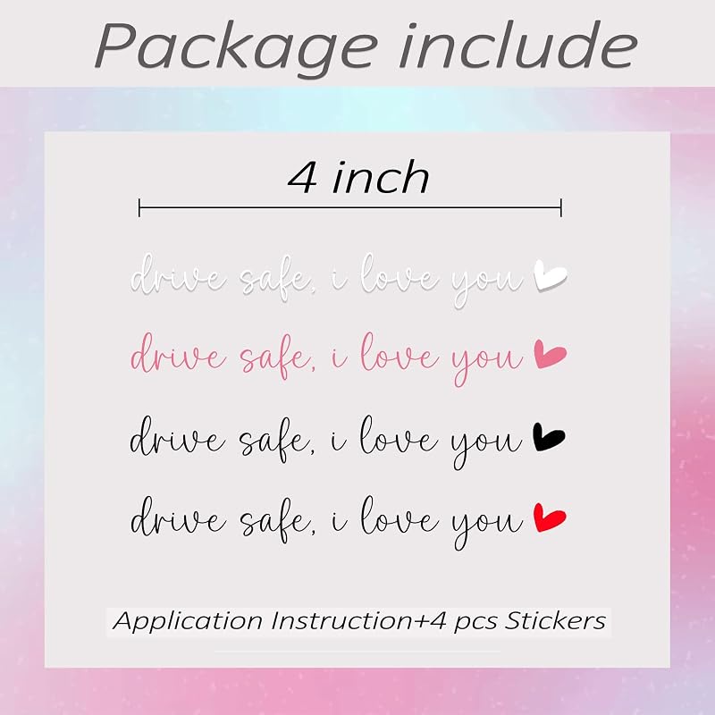 4xDrive Safe,I Love You Rearview Mirror Decal,Cute Car Decal For Women,Rear View Mirror Sticker,Car Mirror Sticker Decal,Car Window Decal,Car Accessory Interior,Car Decor Accessories For Women