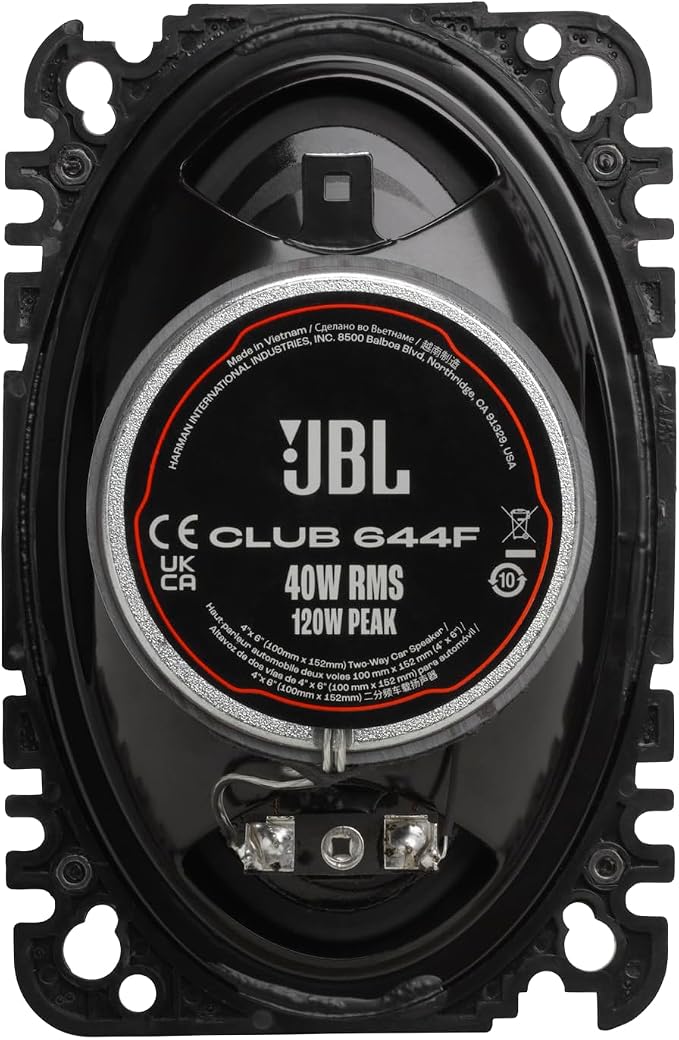 Club 644F - 4"x 6" (100mm x 152mm) Two-Way Car Speaker, 40W RMS, 120W Peak, Sensitivity (@ 2.83V): 92dB, Frequency Response: 75Hz – 20kHz, Nominal Impedance: 3.0 ohms
