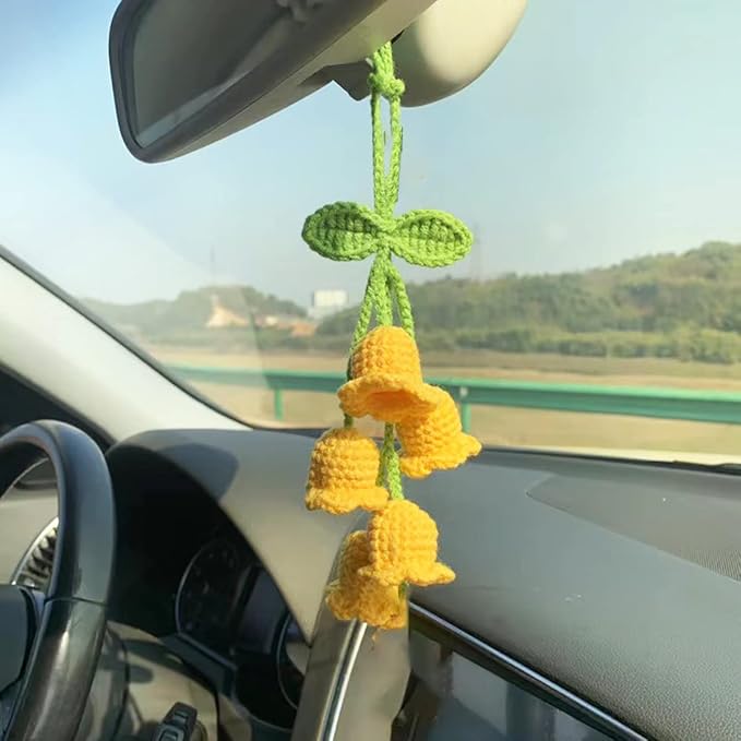 Handmade Knitted Rear View Mirror Pendant Ornament - Cute Car Accessories Aesthetic - Kawaii Decor for Car and Home Decorative Pendants