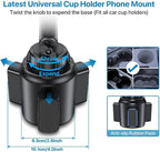 Cup Phone Holder for Car, [Upgraded Version] Adjustable Long Neck Car Cup Holder Phone Mount Cradle Friendly Compatible with iPhone Samsung Google and All Smartphones, Silver