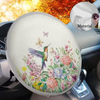 Steering Wheel Sun Shade Cover, Steering Wheel Sun Block Anti-Heat Aluminum Foil Steering Wheel Cover Steering Wheel Sun Heat Shield for SUV Truck Van, Hummingbird Floral