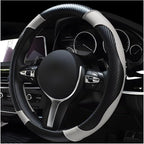 Car Steering Wheel Cover, 15 Inch Leather Breathable Auto Steering Wheel Protector, Comfortable Non-Slip Vehicle Steering Wheel Covers, Universal Car Accessories (White, with Lining)