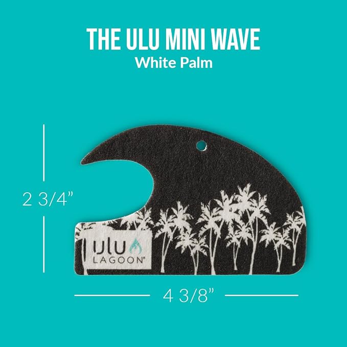 Hanging Car Air Freshener | Tropical Beach Coconut Surf Wax Scent Mini Wave | Long Lasting Car Freshener, Closet and Beyond | Made In USA | 3 Pack (White Palms)