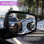 2PCS Blind Spot Mirrors, Convex Car Mirror, 2" Round HD Glass Convex Rear View Mirrors with Frame, 360 Degree Wide Angle Side Rear View Accessories for Most Sedans SUVs Trucks (Black)
