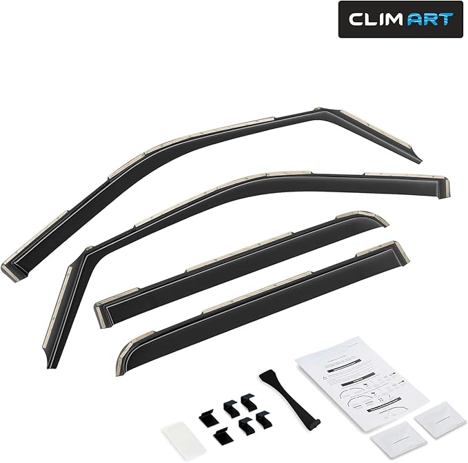 in-Channel Incredibly Durable Rain Guards Compatible with F250 to F550 Super Duty 2017-2022 Crew Cab, Original Window Deflectors, Vent Window Visors, Vent Deflector, 4 pcs.- 617198