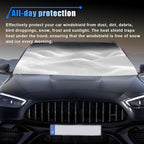 BDZMC Car Windshield Snow Cover, 69" x 42" Waterproof Scratch-Proof Frost Cover, 600D Oxford Windshield Protector with Double Straps, Side Mirror Covers, Winter Car Accessories for Most Cars