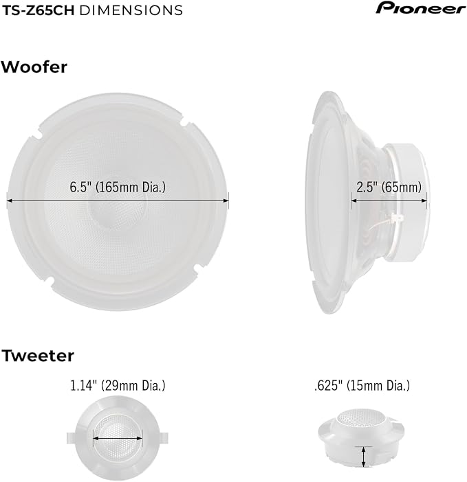 Z-Series TS-Z65CH 6.5” 2-Way Speakers (Pair) – 330W Max, Crisp Highs + Clear Vocals, Audiophile upgrade, add an amplifier for optimal performance
