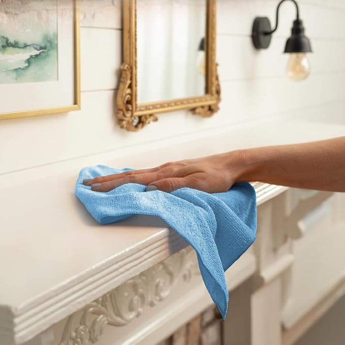 Microfiber Cleaning Cloths (Value Pack of 100) - Size 12 x 12 Inches, Highly Absorbent Cleaning Rags, Lint Free, Reusable and Washable, Microfiber Towels for Cars