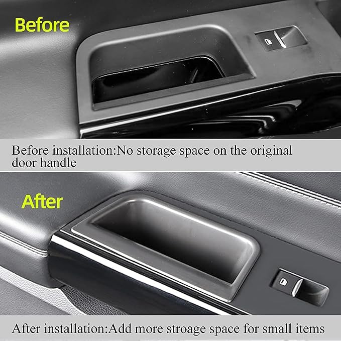 4PCS Door Grab Tray Door Organizer Compatible with Ford Explorer 2020 2021 2022 2023 2024 2025 Armrest Phone Container Handle Insert ABS Tray Storage Box Glove Pallet