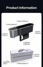 Expandable Car Seat Gap Filter Organizer, Adjustable 185-265mm | Universal front seat console side pocket, sliding gap storage box, fits phone keys wallet, seat gap filler, stop drops