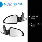 2 Piece Driver and Passenger Side Mirror Assembly Set Electric Adjustment Non-Heated No Memory Black Compatible with 2004-2008 Chevrolet Malibu GM1320287 GM1321287