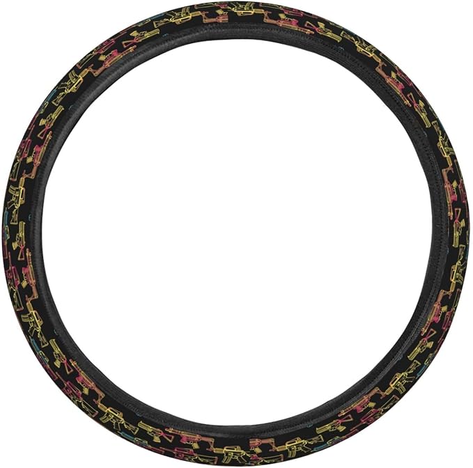 Neon Various Popular Guns Steering Wheel Covers Anti-Slip Elasticity Car Accessories Steering Wheel Protector Universal 15 Inch for Cars SUV Vehicle Truck
