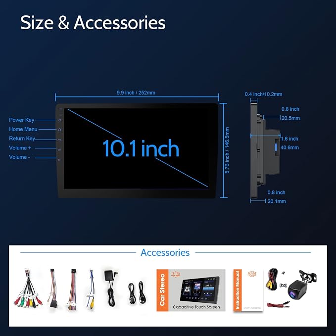 10.1 Inch Double din car Screen,with wireles CarPlay and Android Auto,HD Touch Screen Car Stereo with Mirror Link, Bluetooth 5.0, Backup Camera, AUX,FM/AM Transmitter|Double din carplay Radio