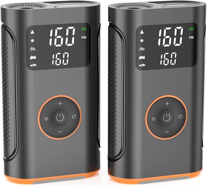 (New Upgrade) Tire Inflator Portable Air Compressor-160 PSI Air Pump with Memory Function, Electric Bike Pump with Tire Pressure Gauge, Tire Inflator for Car, Gifts for Men Husband Father