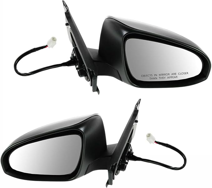 2 Piece Driver and Passenger Side Mirror Assembly Set Electric Adjustment Heated No Memory Black Compatible with 2012-2014 Toyota Yaris TO1320280 TO1321280