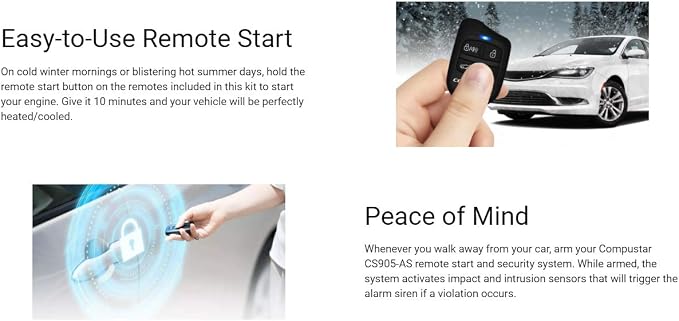 CS905-AS All-in-One 4 Button 1 Way Alarm & Remote Start System 1500' Range