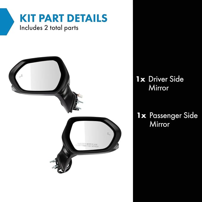Power Heated Side Mirror Set Left & Right Smooth Black with Blind Spot Compatible with 2019-2021 Toyota Avalon TO1320404 TO1321404