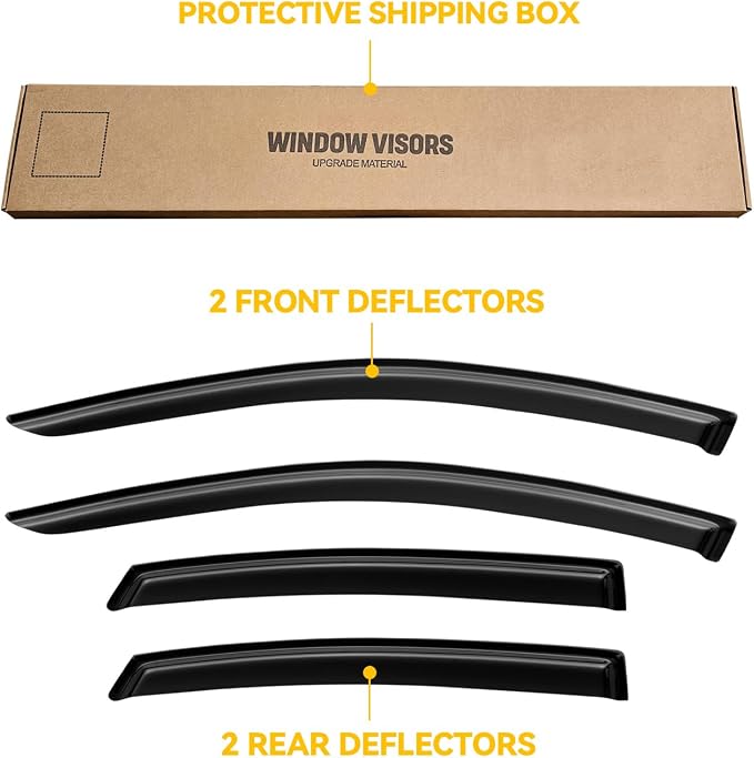 Rain Guards for 2013-2018 Nissan Altima, Out-Channel Window Visor Shields Vent Deflector Shade Wind Dark Smoke 2014 2015 2016 2017 13 14 15 16 17 18, Tape-On Outside-Mount, 4PCS