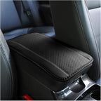 Car Armrest Storage Box Mat, Fiber Leather Car Center Console Cover, Car Armrest Seat Box Cover Accessories Interior Protection for Most Vehicle, SUV, Truck, Car (Black/Gray)