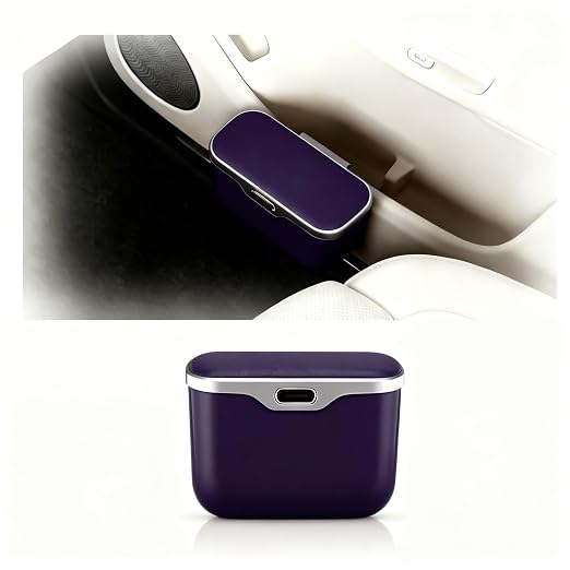 Car Trash Can with Lid - Leakproof Mini Garbage Bin for Door or Seatback,Premium ABS Auto Organizer,Space-Saving Car Garbage Can for Commuters,Families and Pet Owners,Fit for SUV,Sedan,Truck (Purple)