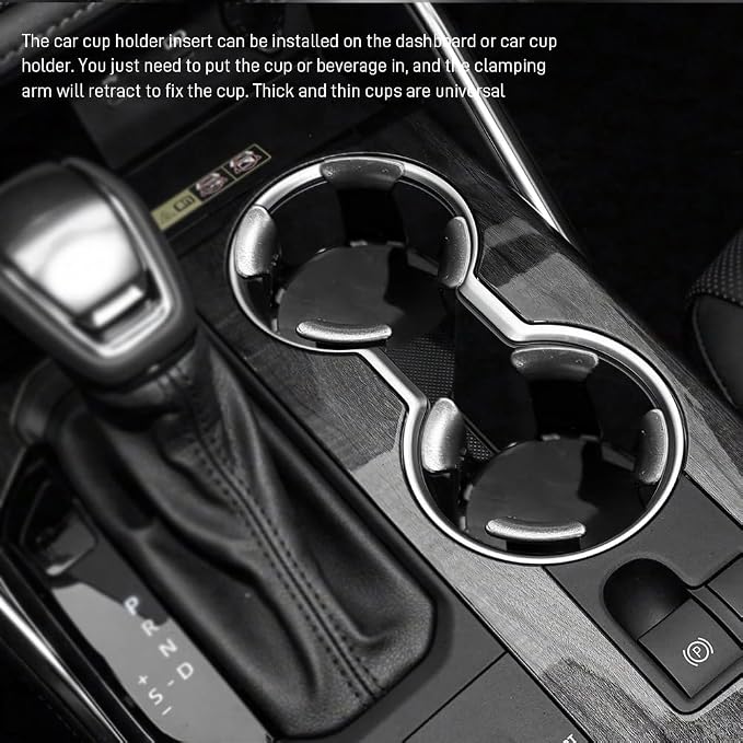 2PCS Car Cup Holder Insert, Cup Holder Expander, Multifunctional Auto Drink Rack with Adaptive Clamp Arm, Auto Accessories Car Beverage Insert Adhesive Storage Rack for SUV, Sedan, Truck