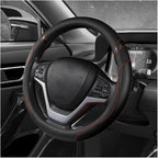 Car Steering Wheel Cover, 15 Inch Premium Leather Breathable Non-Slip Wheels Wrap, Universal Auto Comfortable Steering Wheel Protector for SUV Truck Van, Car Accessories (Black)
