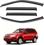 Window Visor for 2009-2013 Subaru Forester, Out-Channel Rain Guards Shields Vent Deflector Shade Wind Dark Smoke 2010 2011 2012, Tape-On Outside-Mount, 4PCS