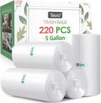 5 Gallon 220 Counts Strong Trash Bags Garbage Bags by, Bin Liners, for bathroom home office kitchen, 5.5 Gal, Clear