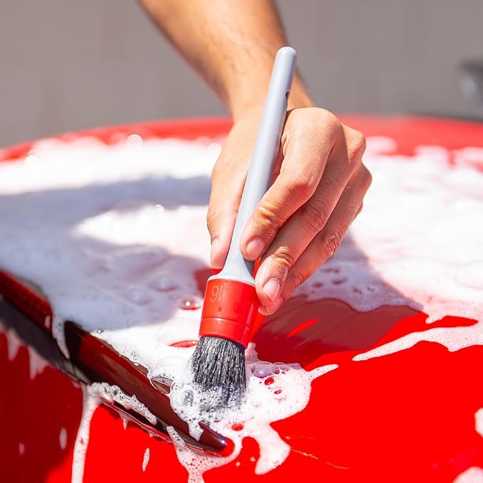 All in the Details Exterior Detailing Brushes - 3-Piece Soft Scratch-Free Brushes for Wheels, Bumpers, Grilles, Badging & Tight Exterior Gaps on Cars, Trucks, SUVs & More