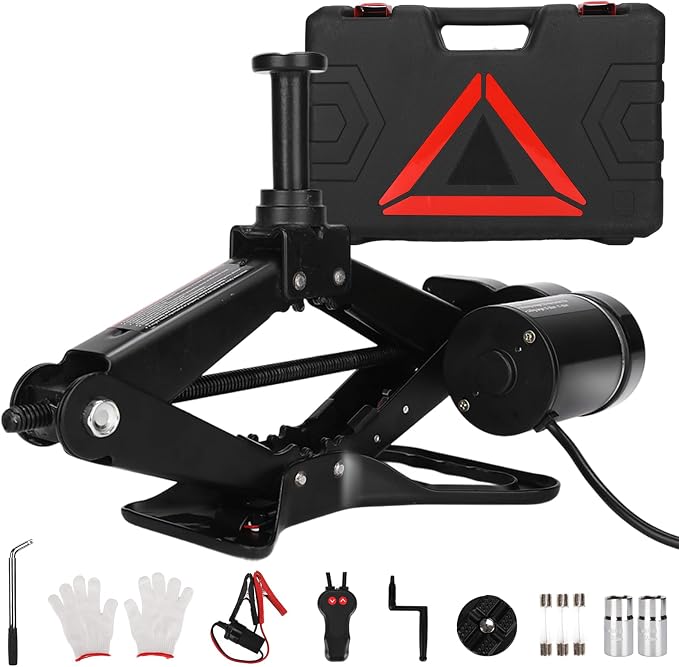 Electric Scissor Car Jack Kit 3 Ton 12V Portable Auto Car Lift with 17.7 Inch Range for SUV Sedan Floor Jack for Tire Change Roadside Emergency