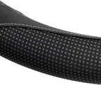 White Steering Wheel Cover - Dotted Comfort Polyester Grip on Stitched Synthetic Leather, White/Black