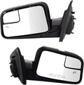 Driver and Passenger Side Power Heated Mirror Set Smooth Black Manual Folding Compatible with 2011 Ford Edge FO1320468 FO1321468