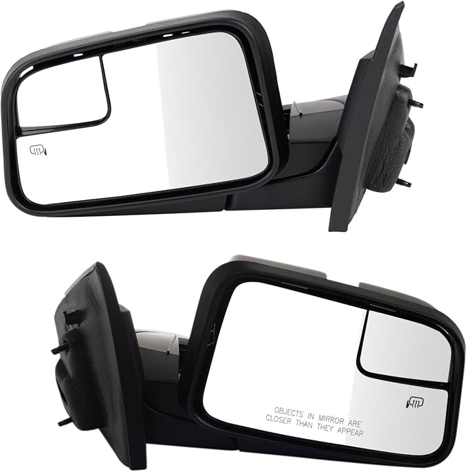 Driver and Passenger Side Power Heated Mirror Set Smooth Black Manual Folding Compatible with 2011 Ford Edge FO1320468 FO1321468