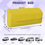 Sunglasses Holder for Car Sun Visor, Sunglass Organizer for Car, Magnetic Leather Eyeglasses Protective Storage Case, Waterproof Glasses Organizer Visor Accessories for Vehicles (Yellow)