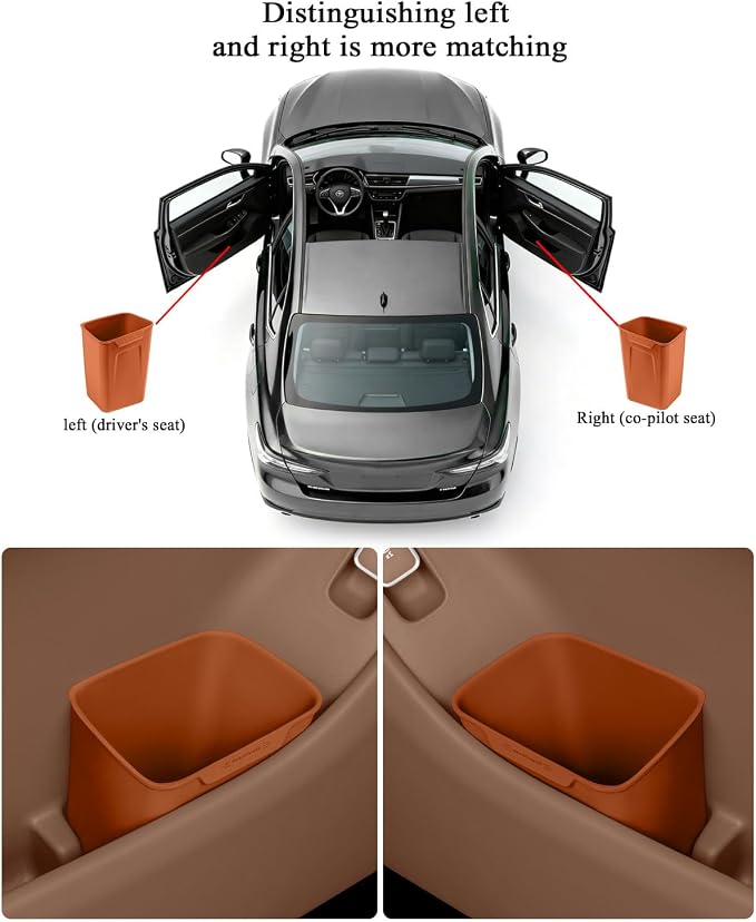 Car Interior Storage Box, Black Silicone Door Side Organizer with Umbrella Holder and Trash Can, Vehicle Accessory (Orange)