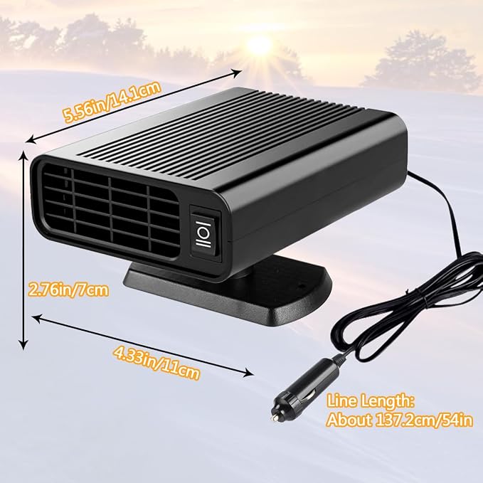 12V 150W Car Heater, Portable Car Heater Plug into Cigarette Lighter, 2 in 1 Fast Heating Defrost Defogger, Windscreen Defogger Window Defroster for Car