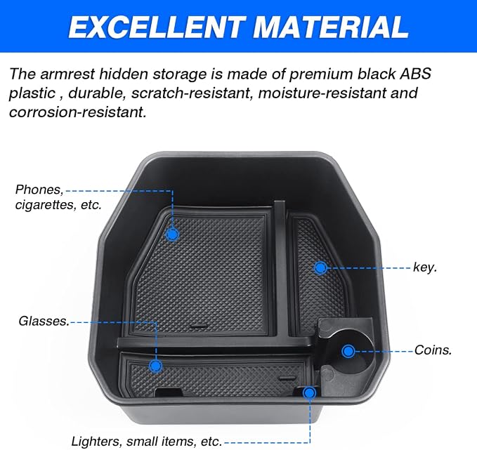 Center Console Organizer for 2020-2025 2026 Land Rover Defender 90 110 130 (NOT for Refrigerator Version), Defender Accessories Armrest Storage Box Middle Console ABS Insert Tray