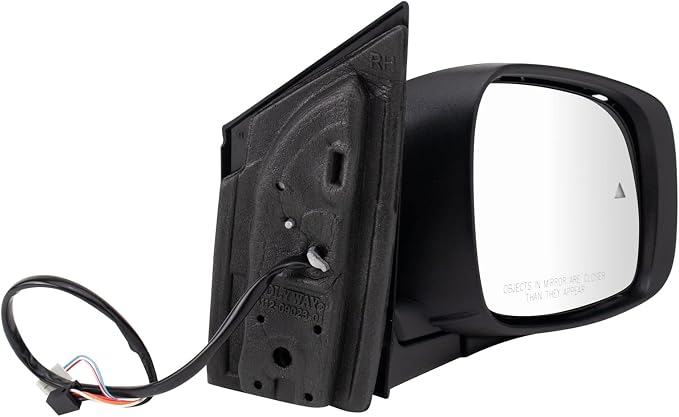 Passenger Side Power Heated Mirror Smooth Black Paint to Match Compatible with 2009-2016 Dodge Grand Caravan Chrysler Town & Country CH1321478